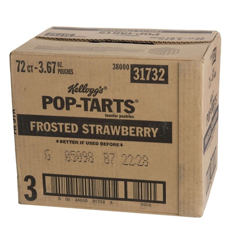 Kelloggs Pop-Tarts Frosted Open & Fold Display Strawberry Pastry 2 Count, PK72 3800022409
